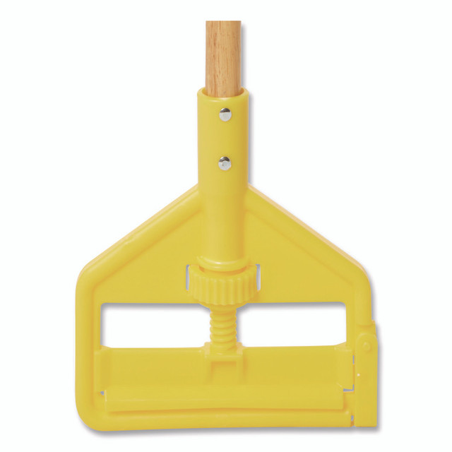 RUBBERMAID COMMERCIAL PROD. H115 Invader Wood Side-Gate Wet-Mop Handle, 54", Natural/Yellow