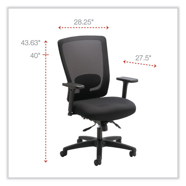 ALERA NV42M14 Alera Envy Series Mesh Mid-Back Multifunction Chair, Supports Up to 250 lb, 17" to 21.5" Seat Height, Black