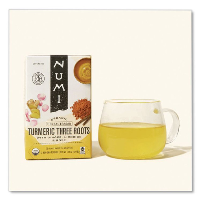 NUMI 10550 Turmeric Tea, Three Roots, 1.42 oz Bag, 12/Box