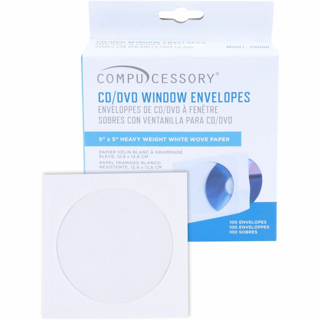 SPARCO PRODUCTS 26500 Compucessory CD/DVD White Window Envelopes - CD/DVD - 5in Width x 5in Length - 100 / Box - White SPARCO PRODUCTS 26500 Compucessory CD/DVD White Window Envelopes - CD/DVD - 5in Width x 5in Length - 100 / Box - White