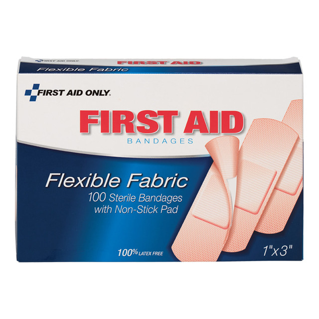 ACME UNITED CORPORATION 90098 First Aid Only Fabric Bandages, 1in x 3in, Box Of 100 ACME UNITED CORPORATION 90098 First Aid Only Fabric Bandages, 1in x 3in, Box Of 100
