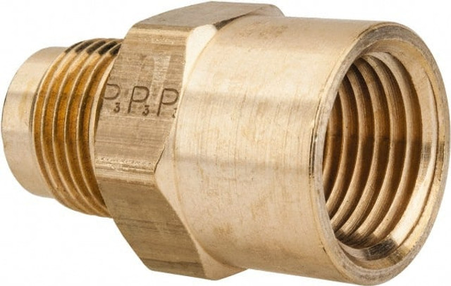 Parker 46F-8-8 Brass Flared Tube Connector: 1/2" Tube OD, 1/2-14 Thread, 45 ° Flared Angle