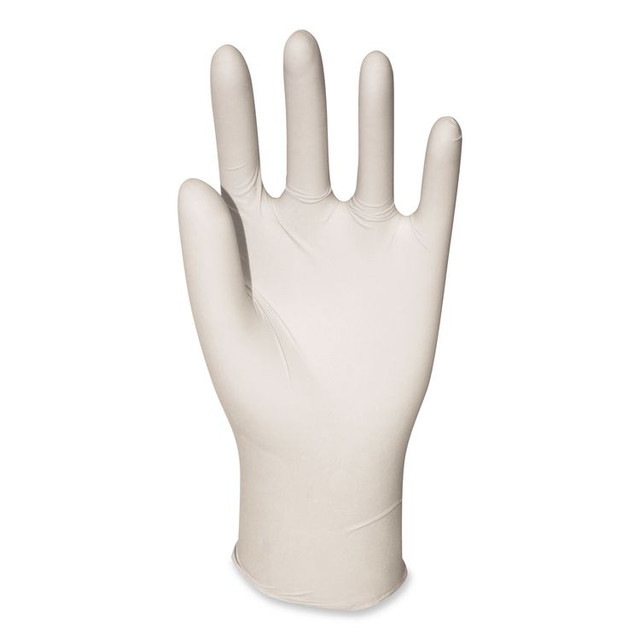 BOARDWALK 345MBX General-Purpose Latex Gloves, Powder-Free, Medium, 4.4 mil Thick, 12" Long, Natural, 100/Box