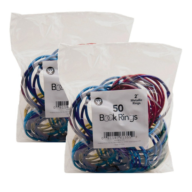 Hygloss HYG61355-2 Metallic Loose-Leaf Book Rings, 2in, Silver, Pack Of 50, Box Of 2 Packs Hygloss HYG61355-2 Metallic Loose-Leaf Book Rings, 2in, Silver, Pack Of 50, Box Of 2 Packs