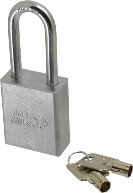 American Lock A7201KA-17008 Padlock: Steel, Keyed Alike, 1-3/4" Wide, Chrome-Plated