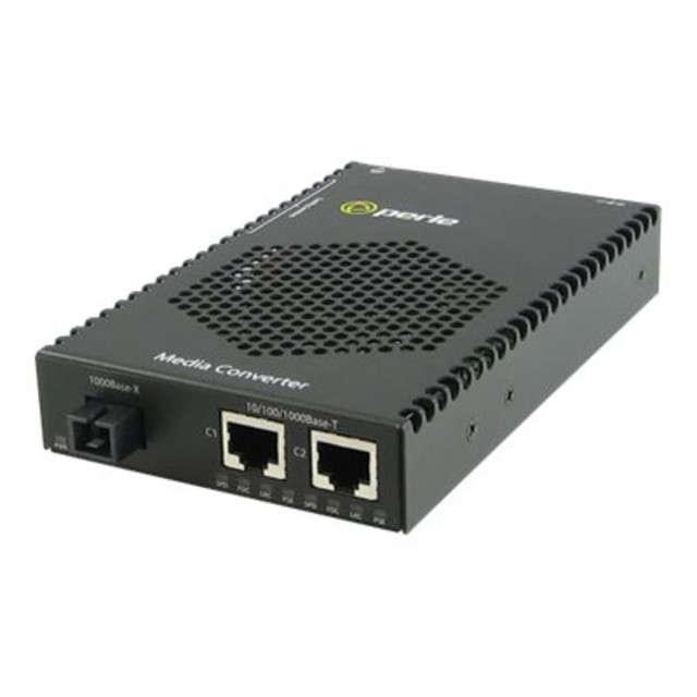 PERLE SYSTEMS Perle 05082264  S-1110DP-M1SC05U - Fiber media converter - GigE - 10Base-T, 100Base-TX, 1000Base-T, 1000Base-BX-U - 2 x RJ-45 / SC multi-mode - up to 1800 ft - 1310 (TX) / 1550 (RX) nm