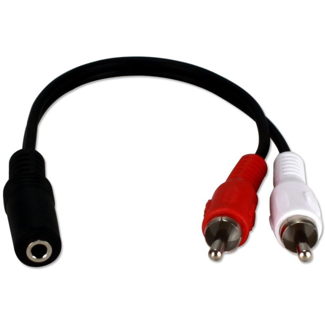 QVS, INC. CC399FM QVS 3.5mm Mini-Stereo Female to Two RCA Male Speaker Adaptor - 8in Mini-phone/RCA Audio Cable for Audio Device, Speaker - First End: 1 x Mini-phone Stereo Audio - Female - Second End: 2 x RCA Stereo Audio - Male - Splitter Cable - B