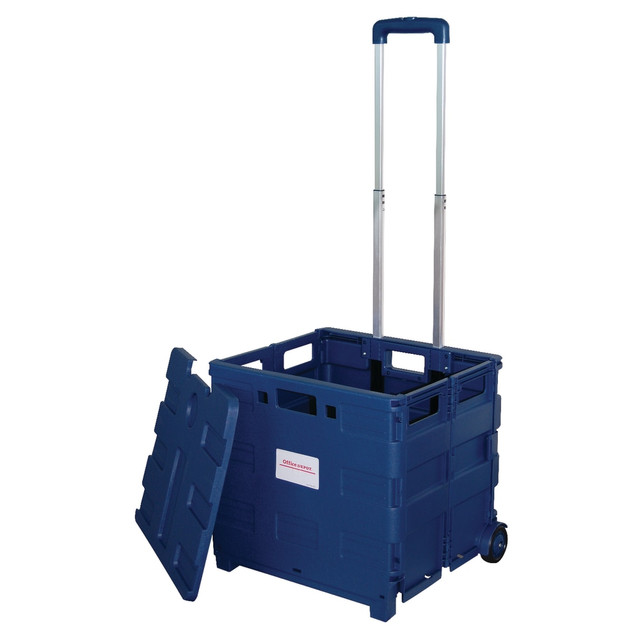 OFFICE DEPOT 50803  Brand Mobile Folding Cart With Lid, 16inH x 18inW x 15inD, Blue