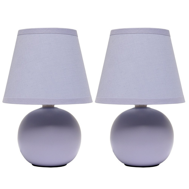 ALL THE RAGES INC Simple Designs LT2008-PRP-2PK   Mini Ceramic Globe Table Lamp, 8.66inH, Purple, 2pk