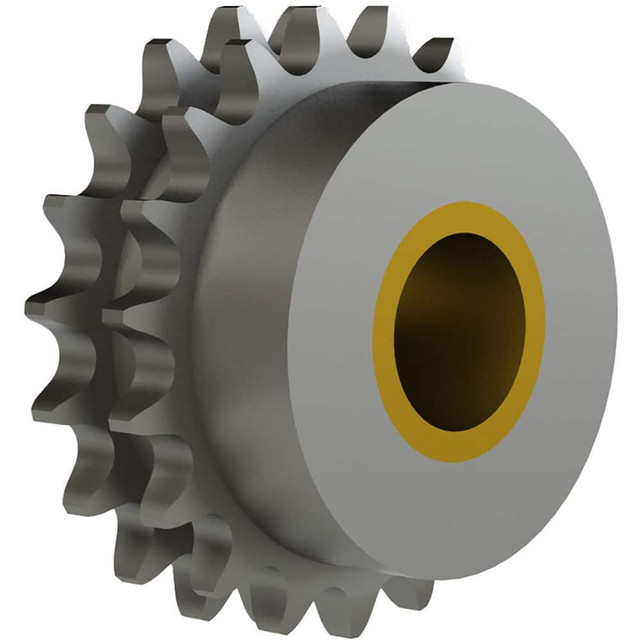 Brewer Machine & Gear Co. D40B19U Chain Idler Sprockets; Outside Diameter: 3.296 ; Chain Trade Size: 40 ; Hub Diameter (Inch): 2.5000 ; Compatible Shaft Diameter: 1in ; Number Of Strands: 2 ; Bearing Type: Plain