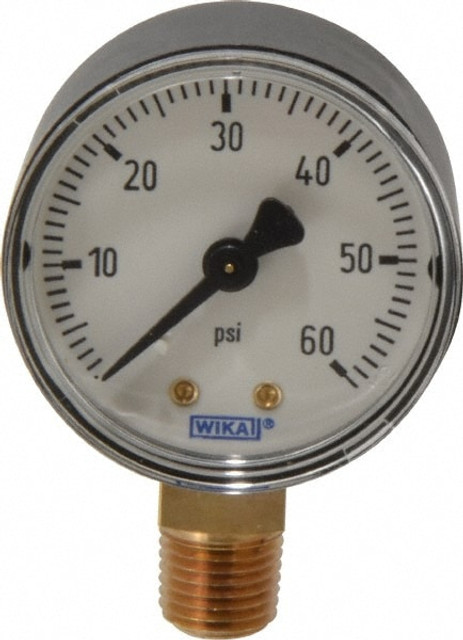 Wika 4252935 Pressure Gauge: 2" Dial, 1/4" Thread, NPT, Lower Mount