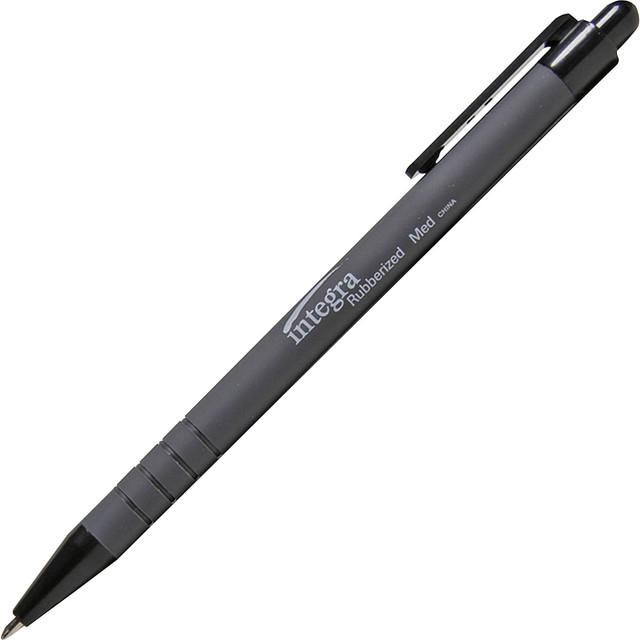 INTEGRA INC 30031 Integra Rubber Barrel Retractable Ballpoint Pens - Medium Pen Point - 1 mm Pen Point Size - Black - Rubber Barrel - 12 / Dozen INTEGRA INC 30031 Integra Rubber Barrel Retractable Ballpoint Pens - Medium Pen Point - 1 mm Pen Point Size - Black - Rubber Barrel - 12 / Dozen