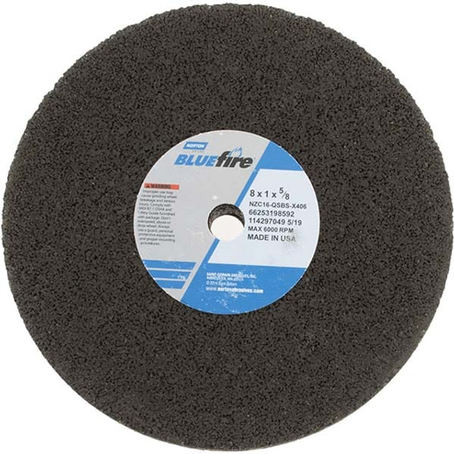 Norton 66253198592 Surface Grinding Wheel: 8" Dia, 1" Thick, 5/8" Hole, 16 Grit, Q Hardness