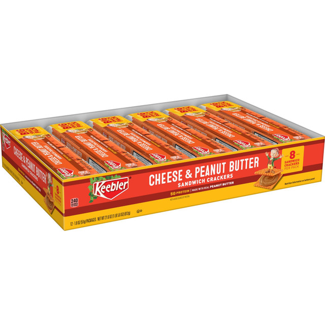KELLOGGs 21165 Keebler Sandwich Crackers, Single Serve Snack Crackers, Office and Kids Snacks, Big Snack Pack, Cheese and Peanut Butter, 21.6oz Tray (12 Packs) KELLOGGs 21165 Keebler Sandwich Crackers, Single Serve Snack Crackers, Office and Kids Snacks, Big Snack Pack, Cheese and Peanut Butter, 21.6oz Tray (12 Packs)