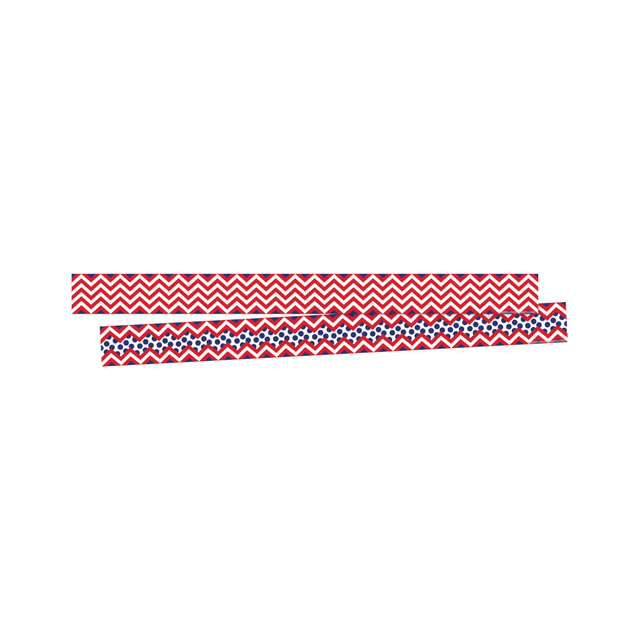 BARKER CREEK PUBLISHING, INC. BC3693 Barker Creek Double-Sided Border Strips, 3in x 35in, Chevron Red, Set Of 24