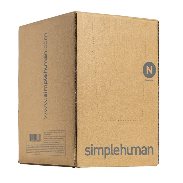 SIMPLEHUMAN LLC CW0275 simplehuman Custom-Fit 1.18-mil Can Liners, Code N, 12-13 Gallons/45-40L, White, Bulk Pack Of 200