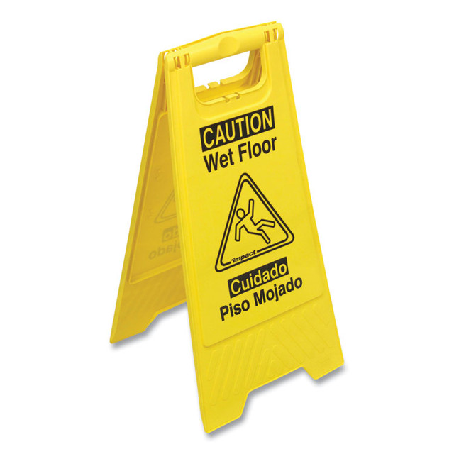 IMPACT PRODUCTS, LLC 9152W Bilingual Yellow Wet Floor Sign, 12.05 x 1.55 x 24.3