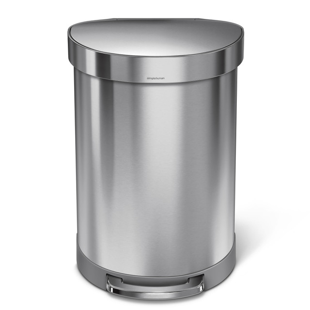 SIMPLEHUMAN LLC CW2029 Simplehuman Semi-Round Step Trash Can, 16 Gallons, Brushed Stainless Steel SIMPLEHUMAN LLC CW2029 Simplehuman Semi-Round Step Trash Can, 16 Gallons, Brushed Stainless Steel