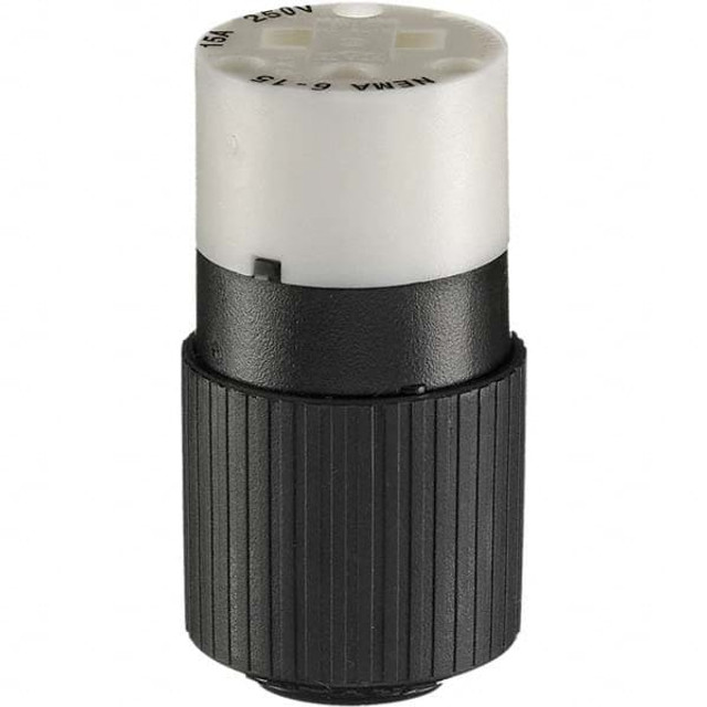 Bryant Electric BRY5669NC Straight Blade Connector: Industrial, 6-15R, 250VAC, Black & White