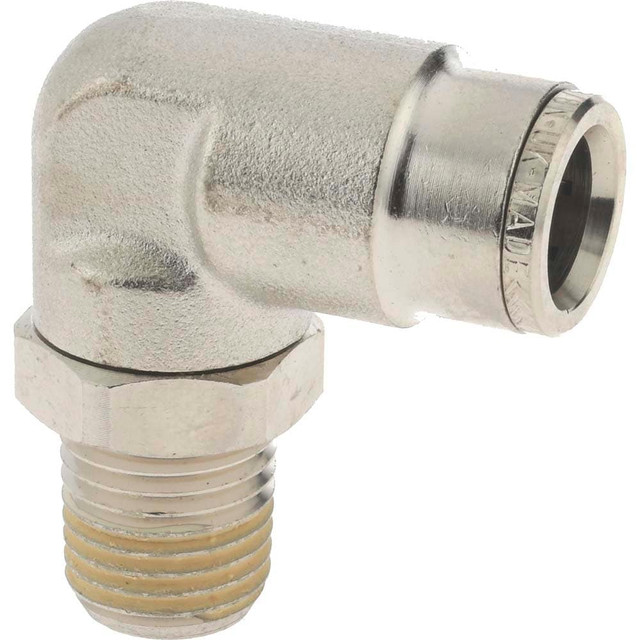 Norgren 124470628 Push-To-Connect Tube to Male & Tube to Male NPT Tube Fitting: Pneufit Swivel Male Elbow, 1/4" Thread, 3/8" OD