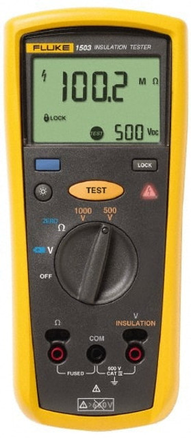 Fluke FLUKE- 1503 Backlight Display, 2,000 Megohm Electrical Insulation Resistance Tester & Megohmmeter