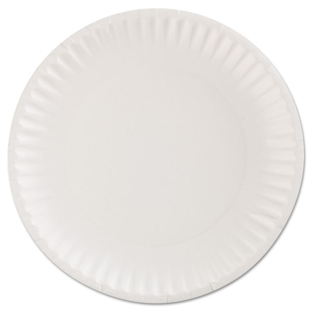 AJM PACKAGING CORP. Corporation CP9GOEWH Gold Label Coated Paper Plates, 9" dia, White, 100/Pack, 10 Packs/Carton