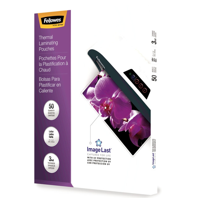 FELLOWES INC. Fellowes 52225  ImageLast Thermal Laminating Pouches, UV Protection, 9in x 11 1/2in, 3 Mil, Glossy, Pack Of 50