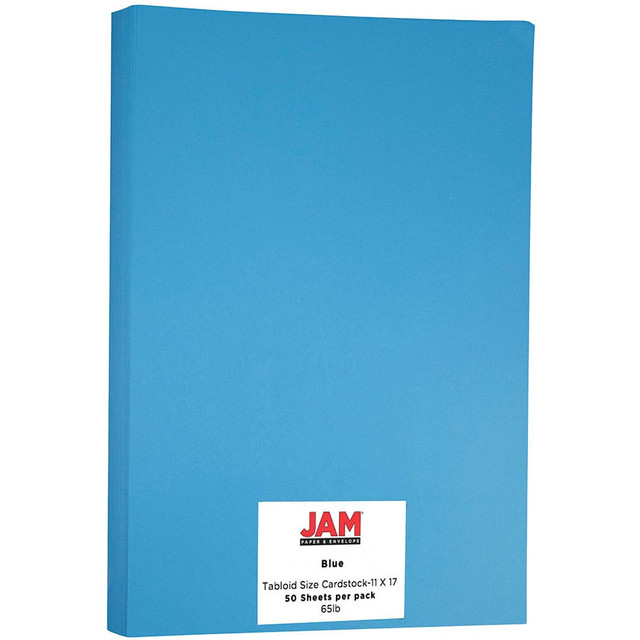 Prepare for your next presentation with these sturdy sheets of JAM Paper cover card stock. The acid-free paper is designed with a smooth finish and can be printed, copied, scanned and faxed.  JAM cover card stock features a smooth paper finish thats easy to write, draw and print on.  Acid-free paper guards against yellowing and fading.  Can be used with your printer, copier, scanner or fax machine.  65-lb paper can be used for a variety of creative and professional projects.  Blue sheets come in a pack of 50 to help keep your desk fully stocked.  Contains Recycled Content - See Specs for Details.