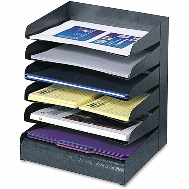SAFCO PRODUCTS CO 3128BL Safco Steel Desk Tray Sorter, 6 Shelf, 13 1/4inH x 12inW x 9 1/2inD, Black SAFCO PRODUCTS CO 3128BL Safco Steel Desk Tray Sorter, 6 Shelf, 13 1/4inH x 12inW x 9 1/2inD, Black