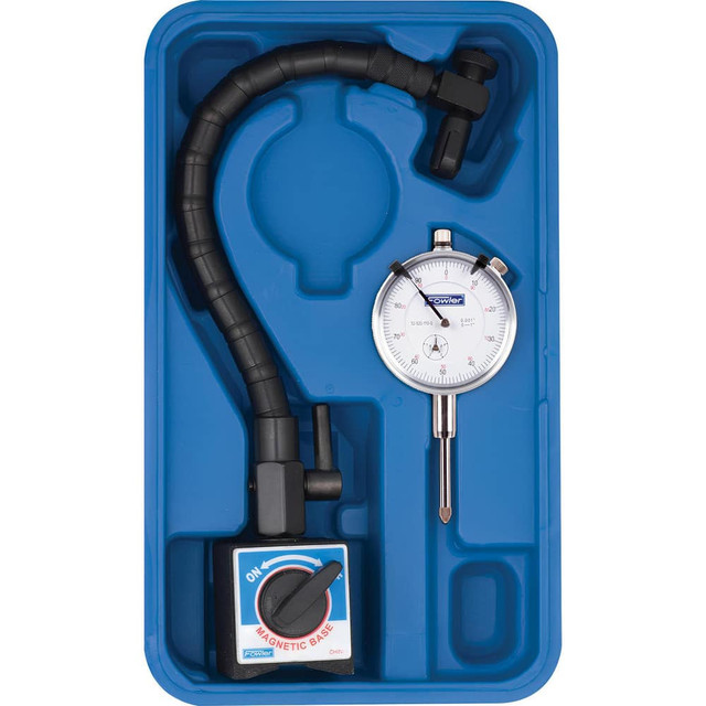 Fowler 526413000 BOM Indicator & Base Kits; Indicator Type: Dial ; Bearing Type: Plain ; Accuracy (Decimal Inch): +/-.001 ; Base Style: Magnetic ; Minimum Measurement (Decimal Inch): 0.0010 ; Maximum Measurement (Decimal Inch): 1.0000