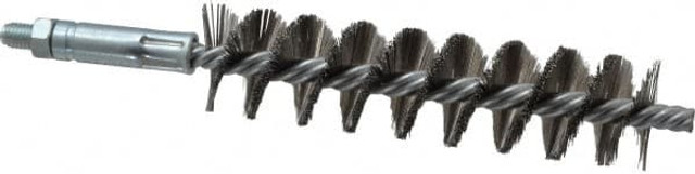 Schaefer Brush 93533 Double Stem/Single Spiral Tube Brush: 1" Dia, 6-1/4" OAL, Stainless Steel Bristles