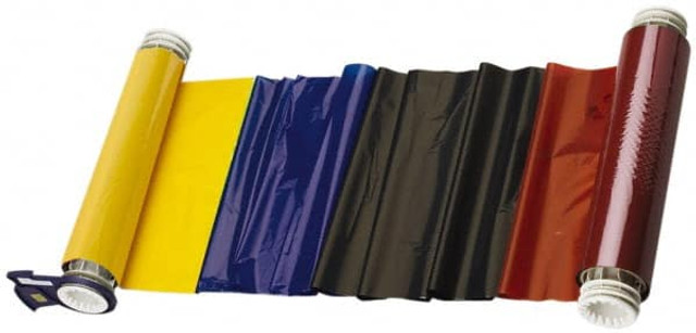 Brady 13530 Industrial Ribbon: 8.8" Wide, 200' Long, Black, Red, Blue & Yellow