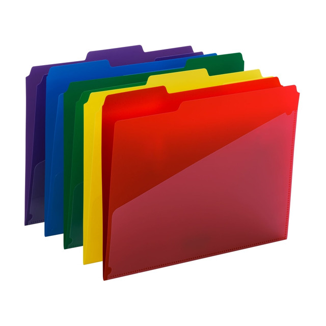 SMEAD MFG CO 10540 Smead Poly Folders With Slash Pocket, Letter Size, Assorted Colors, Pack Of 30