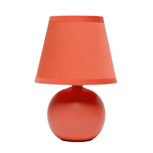 ALL THE RAGES INC LT2008-ORG Simple Designs  Mini Ceramic Globe Table Lamp, 8.66inH, Orange