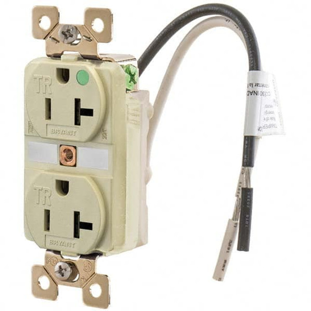 Bryant Electric BRY8300ITR Straight Blade Duplex Receptacle: NEMA 5-20R, 20 Amps, Grounded