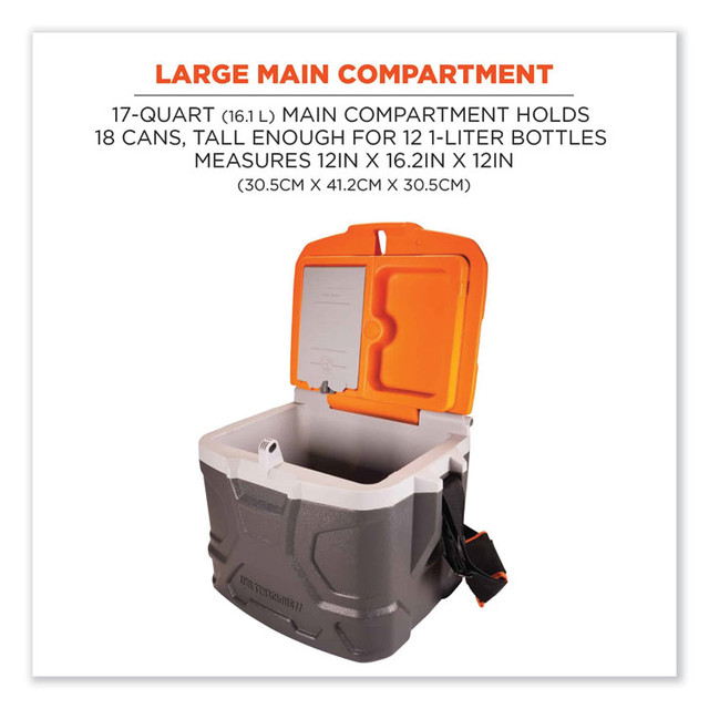 TENACIOUS HOLDINGS, INC. ergodyne® 13170 Chill-Its 5170 17-Quart Industrial Hard Sided Cooler, Orange/Gray