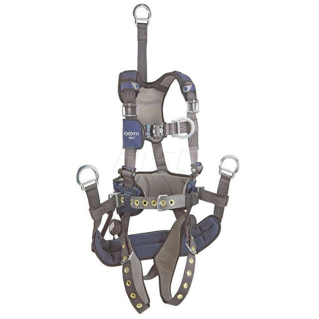 DBI-SALA 7100241700 Fall Protection Harnesses: 420 Lb, Vest Style, Size Large, For Climbing Positioning Derrick & Oil Rig, Polyester, Back & Front