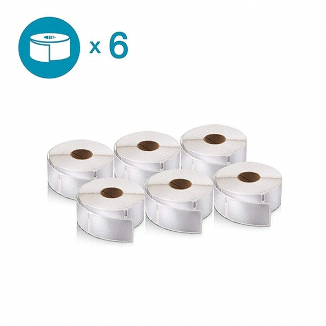 Dymo 2050766 Label Maker Label: White, Paper, 2" OAL, 3/4" OAW, 500 per Roll, 6 Roll