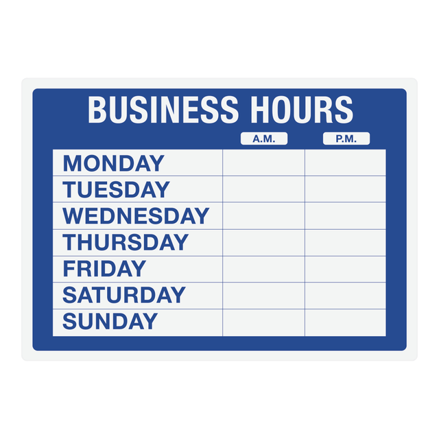 CONSOLIDATED STAMP MFG CO 098023 Cosco Static Cling "Business Hours" Sign Kit, 10in x 14in, Blue