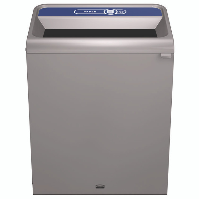 RUBBERMAID COMMERCIAL PROD. 1961629 Configure Indoor Recycling Waste Receptacle, Mixed Recycling, 33 gal, Metal, Gray