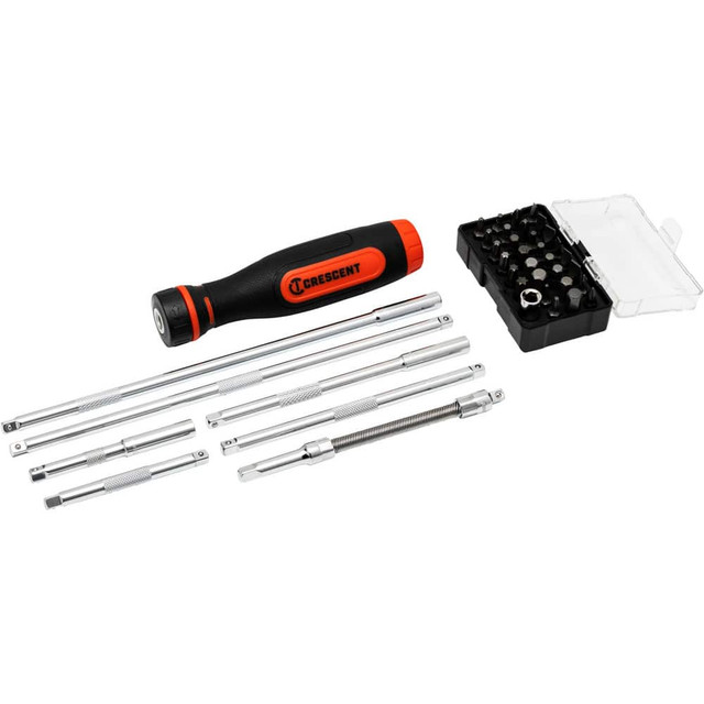 Crescent CRBSDS39PC Screwdriver Sets; Screwdriver Types Included: Phillips, Slotted, Torx; Hex ; Container Type: Case ; Tether Style: Not Tether Capable ; Finish: Chrome ; Number Of Pieces: 39 ; Insulated: No