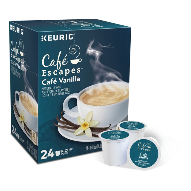 GREEN MOUNTAIN COFFEE ROASTERS, INC. 6812 Cafe Escapes Single-Serve Coffee K-Cup Pods, Cafe Vanilla, Carton Of 24