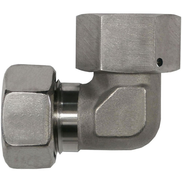 Brennan D6500-S14-S14-S Metal Compression Tube Fittings; Fitting Type: 90 deg Elbow ; Material: Stainless Steel ; End Connections: Tube OD ; Thread Size (mm): M22x1.5 ; Tube Inside Diameter: 14.000 ; Tube Outside Diameter (mm): 14