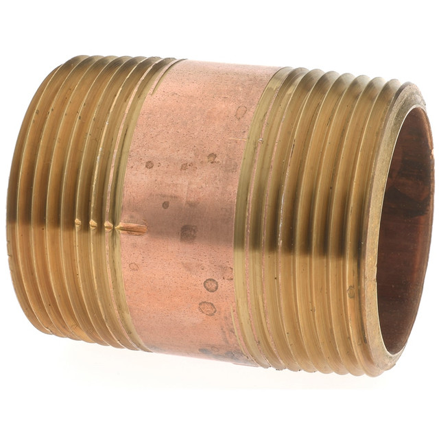 Merit Brass 2120-200 Brass Pipe Nipple: Threaded on Both Ends, 2" OAL, 1-1/4" NPT