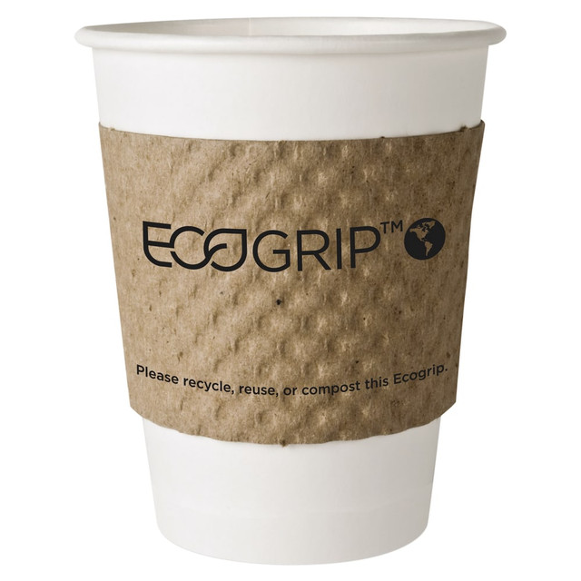 WADDINGTON NORTH AMERICA INC. EG2000 EcoGrip Cup Sleeves For 20-Oz Hot Cups, 100% Recycled, Kraft, Carton Of 1,300 WADDINGTON NORTH AMERICA INC. EG2000 EcoGrip Cup Sleeves For 20-Oz Hot Cups, 100% Recycled, Kraft, Carton Of 1,300