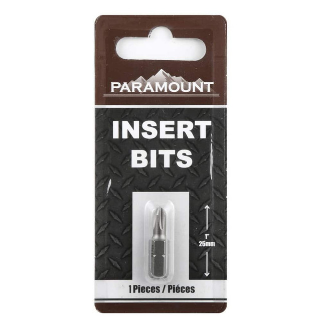 Paramount PAR-1PK PH2 Phillips Screwdriver Bits; Point Size: #2 ; Drive Size: 1/4in (Inch); Overall Length (Inch): 1 ; Material: S2 Steel ; Features: Replaces SKU 06683346 ; UNSPSC Code: 27112814