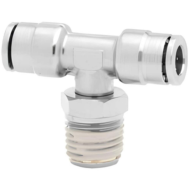 Norgren 124670118 Push-To-Connect Tube to Male & Tube to Male NPT Tube Fitting: Pneufit Swivel Male Tee, 1/8" Thread, 1/8" OD