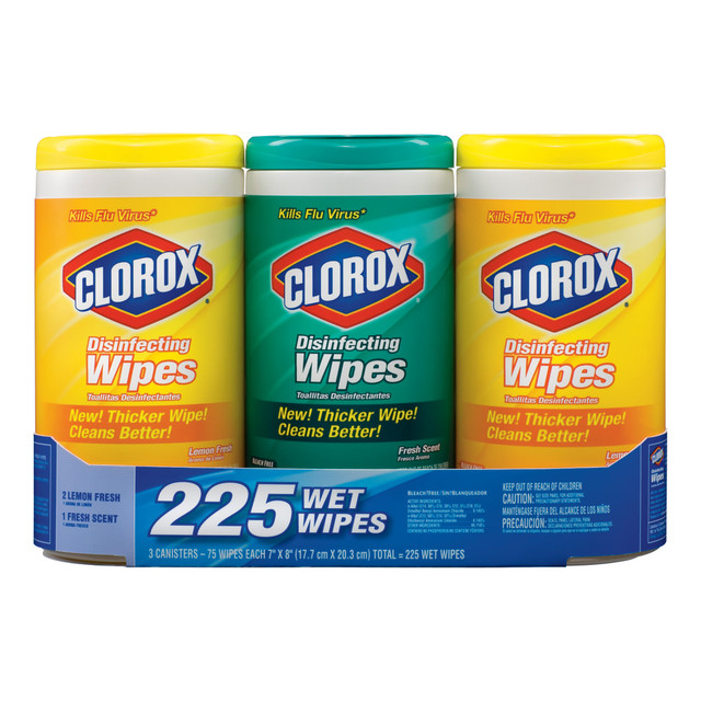 THE CLOROX COMPANY 30208 Clorox - Disinfectant wipes - disposable - 75 sheets - white - pack of 3