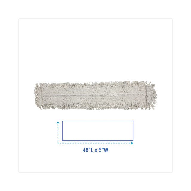 BOARDWALK 1648 Disposable Dust Mop Head, Cotton/Synthetic Fibers, 48 x 5, White