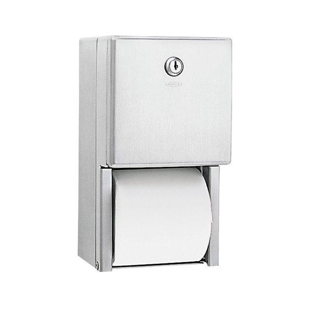 BOBRICK WASHROOM/LAGASSE INC. 2888 Bobrick 2-Roll Toilet Tissue Dispenser, 6 1/8in x 6in x 11in, Stainless Steel BOBRICK WASHROOM/LAGASSE INC. 2888 Bobrick 2-Roll Toilet Tissue Dispenser, 6 1/8in x 6in x 11in, Stainless Steel